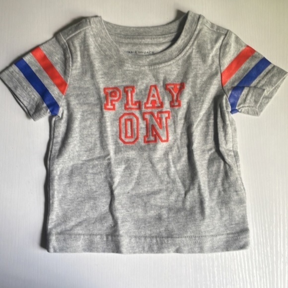 Janie and Jack Cobalt Blue Shorts and Grey Play On Boy Tee Shirt Size 18-24M - Picture 5 of 11